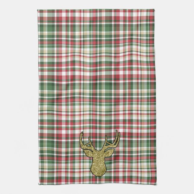 Weihnachten XMAS Kariert Tartan Gold Handtuch (Vertikal)
