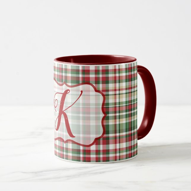 Weihnachten XMAS Kariert Tartan Red Green Coffee T Tasse (VorderseiteRechts)
