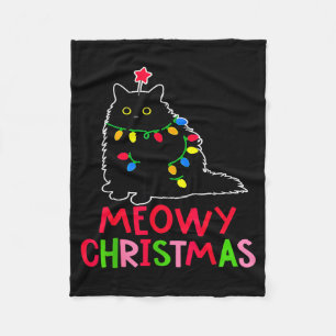 Weihnachten Xmas Lichter schwarze Katzen-Pyjamas F Fleecedecke