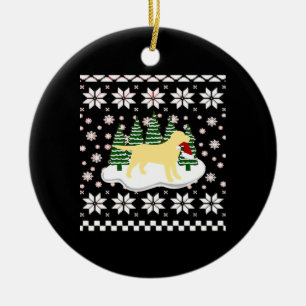 Weihnachten Yellow Labrador Silhouette Santa Hut C Keramik Ornament