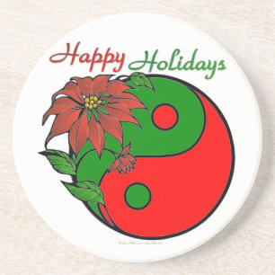 Weihnachten Yin Yang Poinsettie Getränkeuntersetzer