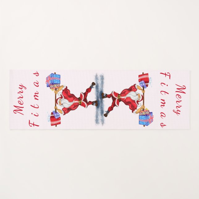 Weihnachten Yoga Mat Bodybuilder Weihnachtsmann mi Yogamatte (Vorderseite (Horizontal))