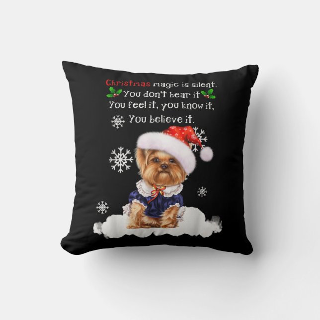 Weihnachten Yorkshire Terrier Funny Yorkie Welpe Kissen (Vorderseite)