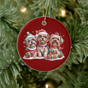 Weihnachten Yorkshire Terrier Hunde Liebhaber Keramik Ornament