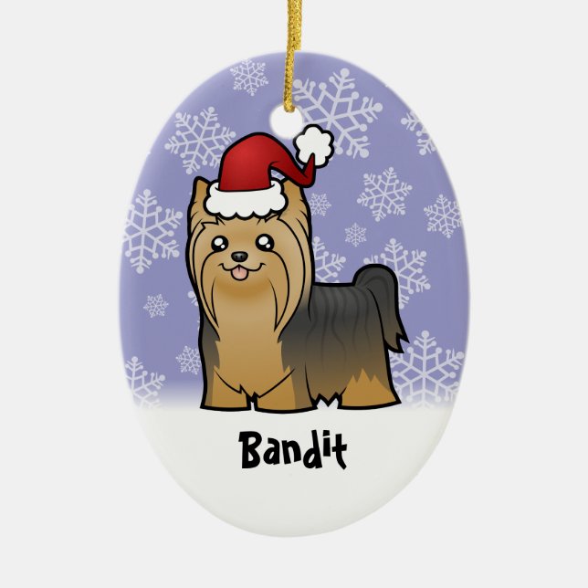 Weihnachten Yorkshire Terrier (Ihren Haustiernamen Keramikornament (Vorne)