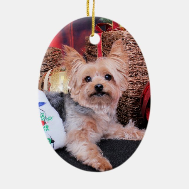 Weihnachten - Yorkshire Terrier - Vinnie Keramikornament (Hinten)