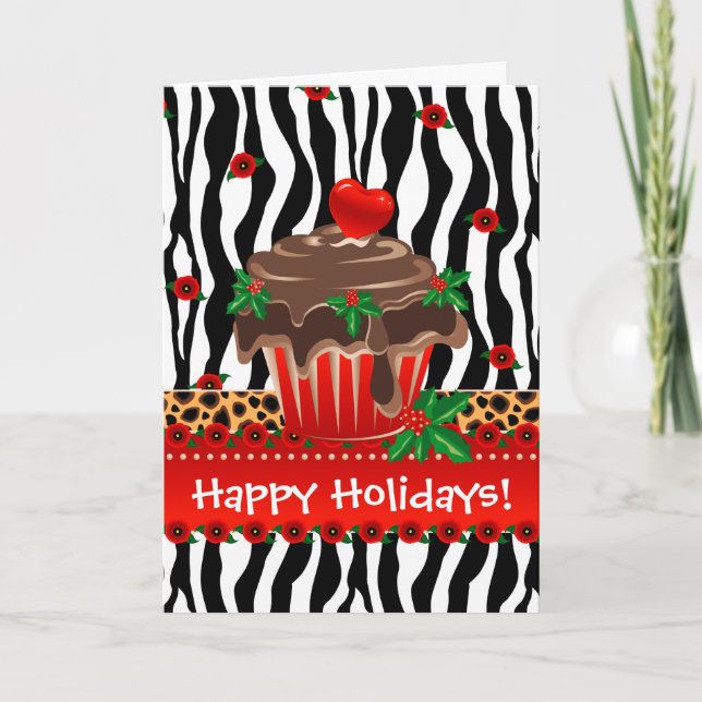 Weihnachten Zebra Cupcake Leopard Herz (Vorderseite)