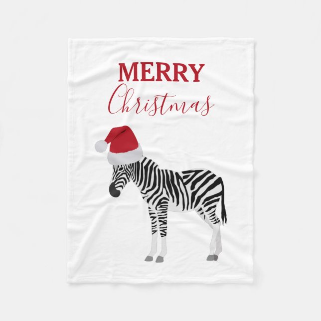 Weihnachten Zebra Funny Animal mit Weihnachtsmannm Fleecedecke (Vorderseite)