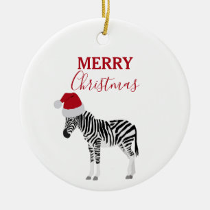Weihnachten Zebra Funny Animal mit Weihnachtsmannm Keramik Ornament