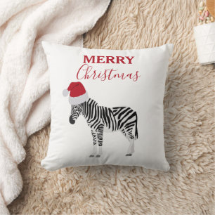 Weihnachten Zebra Funny Animal mit Weihnachtsmannm Kissen
