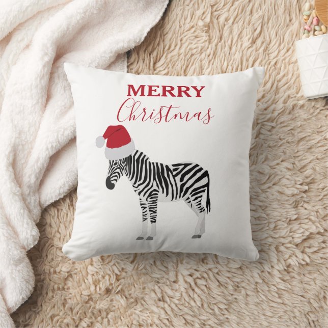 Weihnachten Zebra Funny Animal mit Weihnachtsmannm Kissen (Decke)