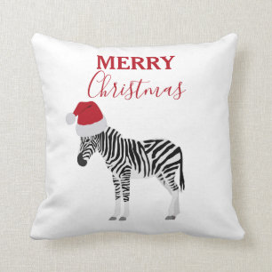 Weihnachten Zebra Funny Animal mit Weihnachtsmannm Kissen