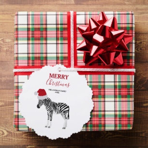 Weihnachten Zebra Funny Animal mit Weihnachtsmannm Ornament Karte