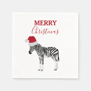 Weihnachten Zebra Funny Animal mit Weihnachtsmannm Serviette