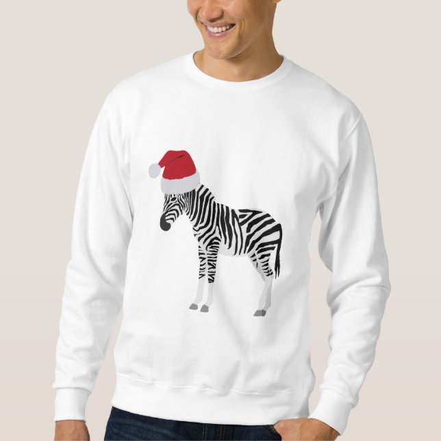 Weihnachten Zebra Funny Animal mit Weihnachtsmannm Sweatshirt (Vorderseite)