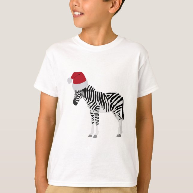 Weihnachten Zebra Funny Animal mit Weihnachtsmannm T-Shirt (Vorderseite)