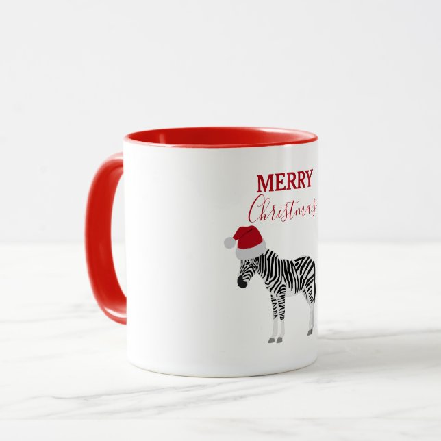 Weihnachten Zebra Funny Animal mit Weihnachtsmannm Tasse (Vorderseite Links)