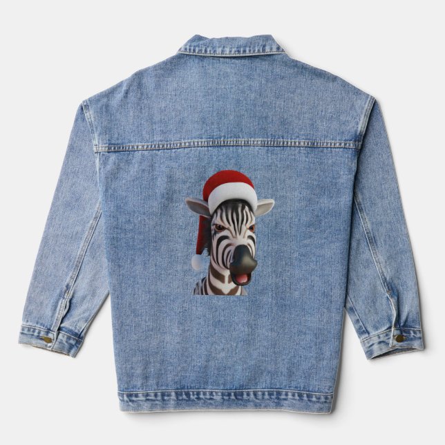 Weihnachten Zebra Funny Animal Wear Weihnachtsmann Jeansjacke (Rückseite)