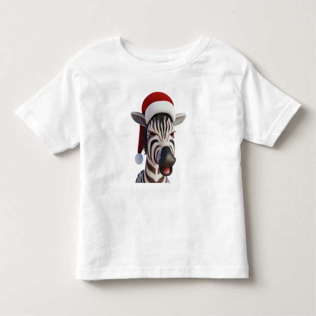 Weihnachten Zebra Funny Animal Wear Weihnachtsmann Kleinkind T-shirt (Vorderseite)