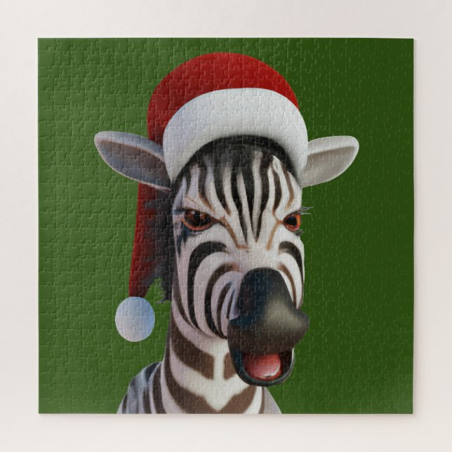Weihnachten Zebra Funny Animal Wear Weihnachtsmann Puzzle (Vertikal)