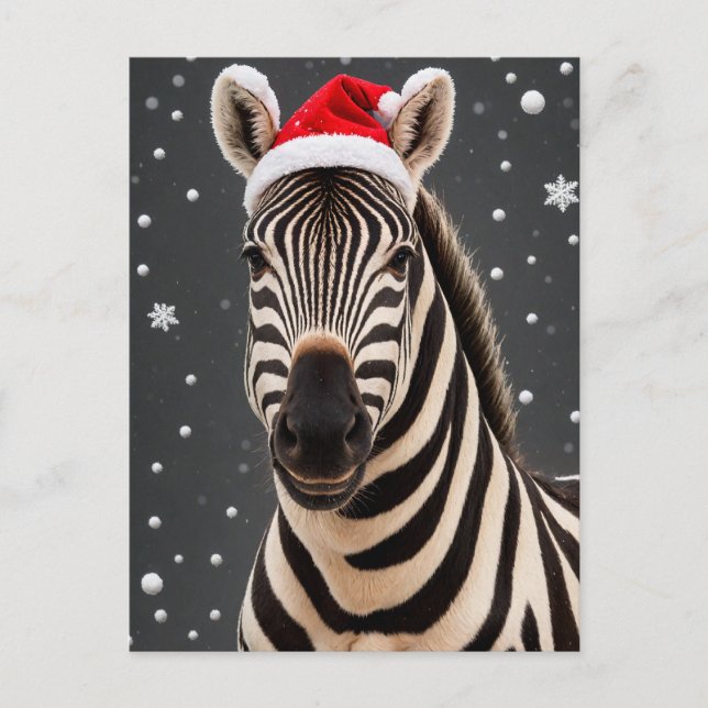 Weihnachten Zebra Postkarte (Vorderseite)
