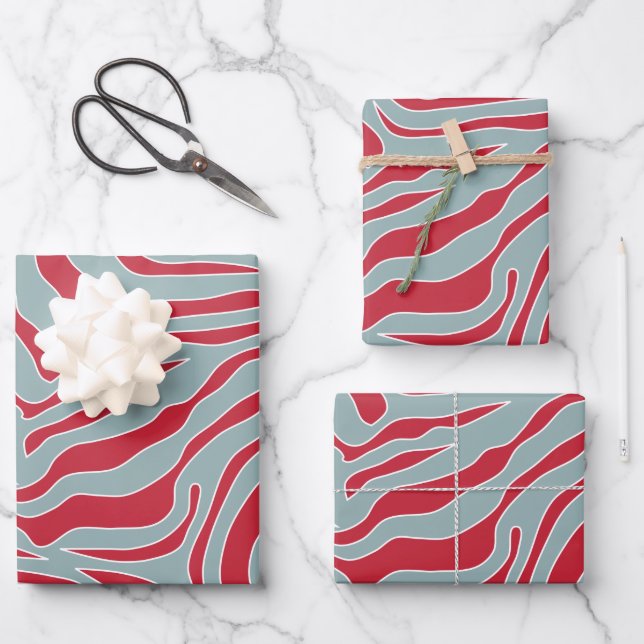 Weihnachten Zebra Print Wild Animal Print Muster Geschenkpapier Set (Vorderseite)