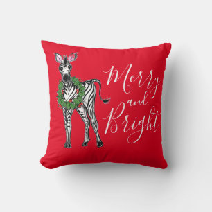 Weihnachten Zebra, Rot-Grün-Heiliger Kranz Kissen