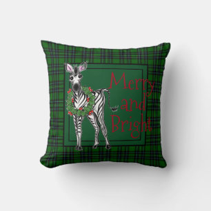 Weihnachten Zebra, Rot-Grün-Heiliger Kranz Kissen