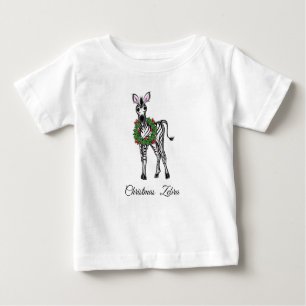 Weihnachten Zebra, roter grüner Kranz Baby T-shirt