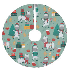 Weihnachten zebra santa Winterurlaub hässliche Wei Polyester Weihnachtsbaumdecke