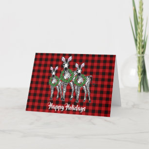 Weihnachten Zebras, roter grüner Kranz