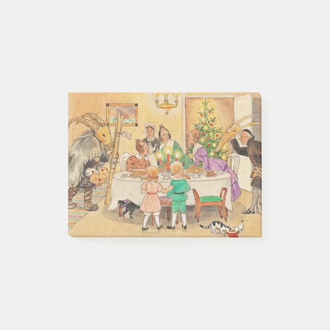 Weihnachten-Ziege am Abendtisch Post-it Klebezettel (Vorderseite)