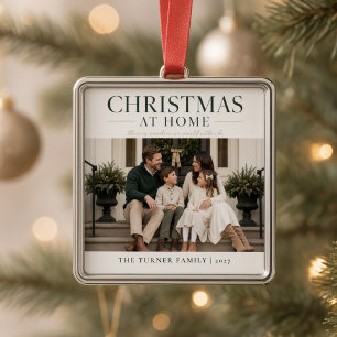 Weihnachten zu Hause Personalisiertes Familienfoto Ornament Aus Metall