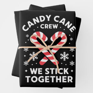 Weihnachten Zuckerstangen-Herz Wir Kleben Zusammen Geschenkpapier Set
