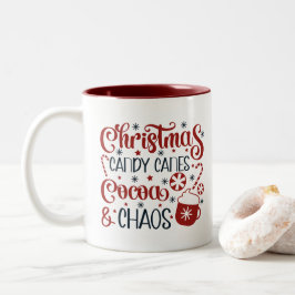 Weihnachten, Zuckerstangen, Kakao und Chaos Zweifarbige Tasse