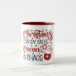 Weihnachten, Zuckerstangen, Kakao und Chaos Zweifarbige Tasse