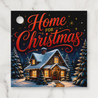 Weihnachten Zuhause Gemütliche Winterhütte Geschenkanhänger