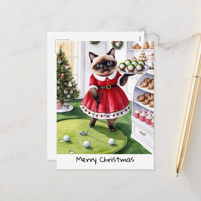 Weihnachten zum Thema Golf für Cat Lover Golfer (Vorderseite/Rückseite Beispiel)