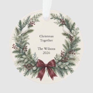 Weihnachten Zusammen Familien-Tauben Immergrüner K Ornament