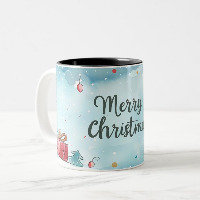 Weihnachten Zweifarbige Tasse (Vorderseite Links)
