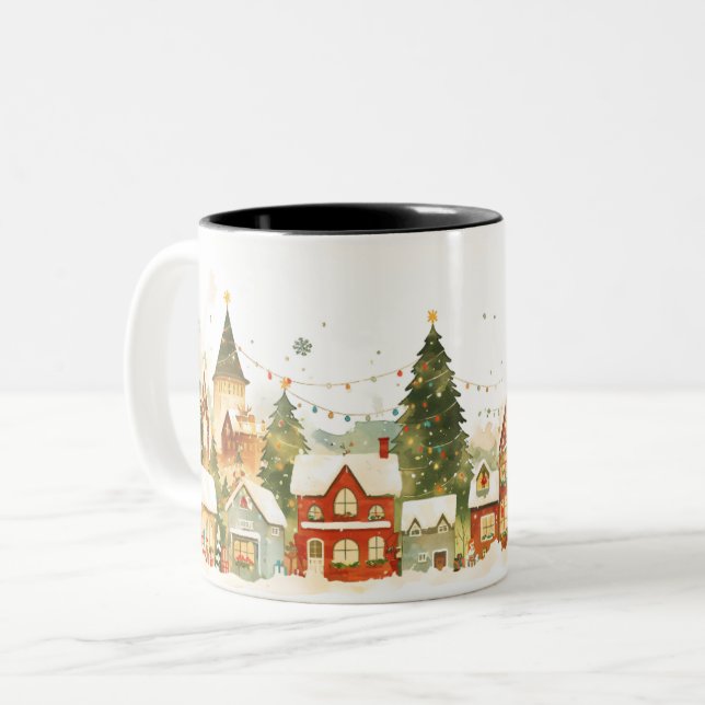 Weihnachten Zweifarbige Tasse (Vorderseite Links)
