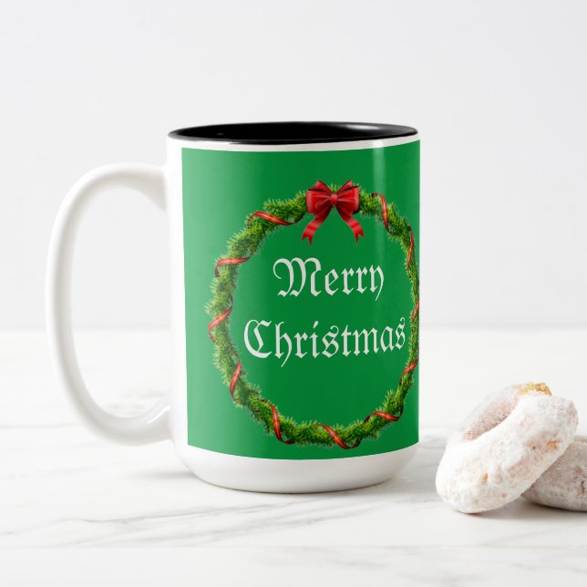Weihnachten Zweifarbige Tasse (Mit Donut)