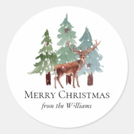 Weihnachten zwischen Hirsch und Schnee Runder Aufkleber