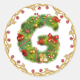 Weihnachtenanfangsg-Monogrammaufkleber Runder Aufkleber