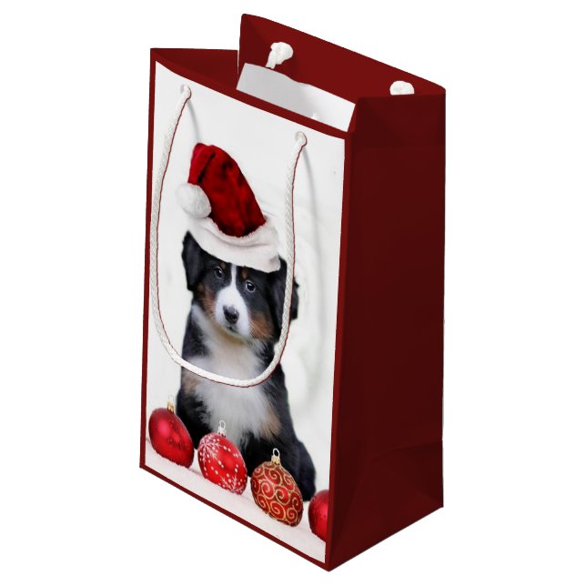 WeihnachtenBernese Gebirgshundgeschenk-Tasche Kleine Geschenktüte (Rückseite Schrägansicht)