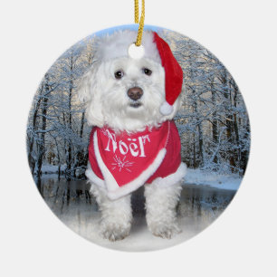 WeihnachtenBichon Frise Hund Keramikornament