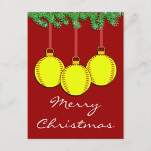 WeihnachtenFastpitch Softball-Postkarte Feiertagspostkarte