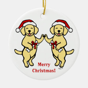 Weihnachtengelber Labradors Cartoon Keramik Ornament