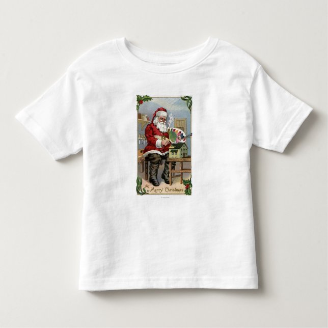 WeihnachtenGreetingSanta Malerei Kleinkind T-shirt (Vorderseite)