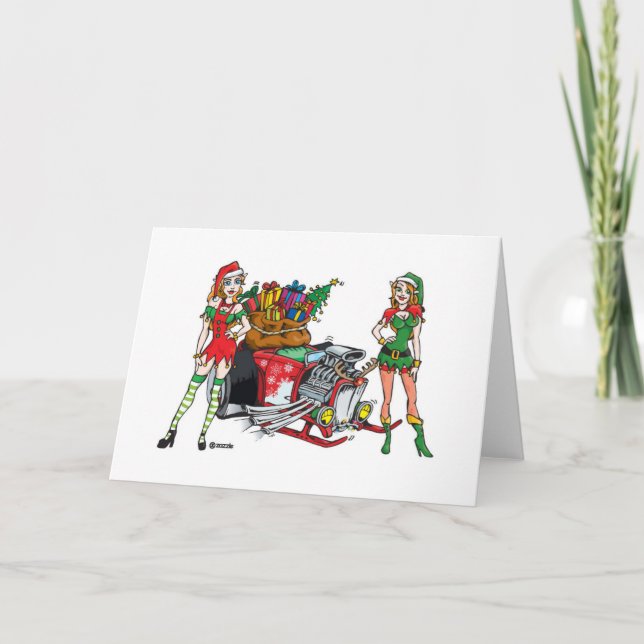 Weihnachtenhotrod Feiertagskarte (Vorderseite)